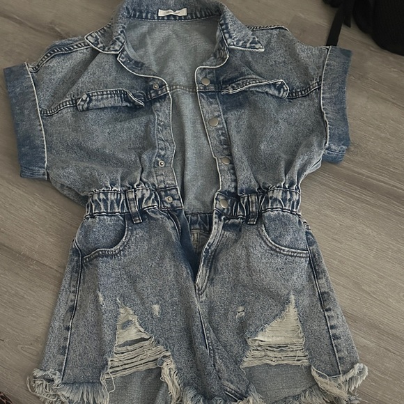 Dresses & Skirts - Denim Distressed Romper
